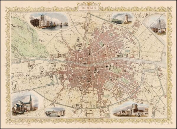 Vintage Map of Dublin 1851