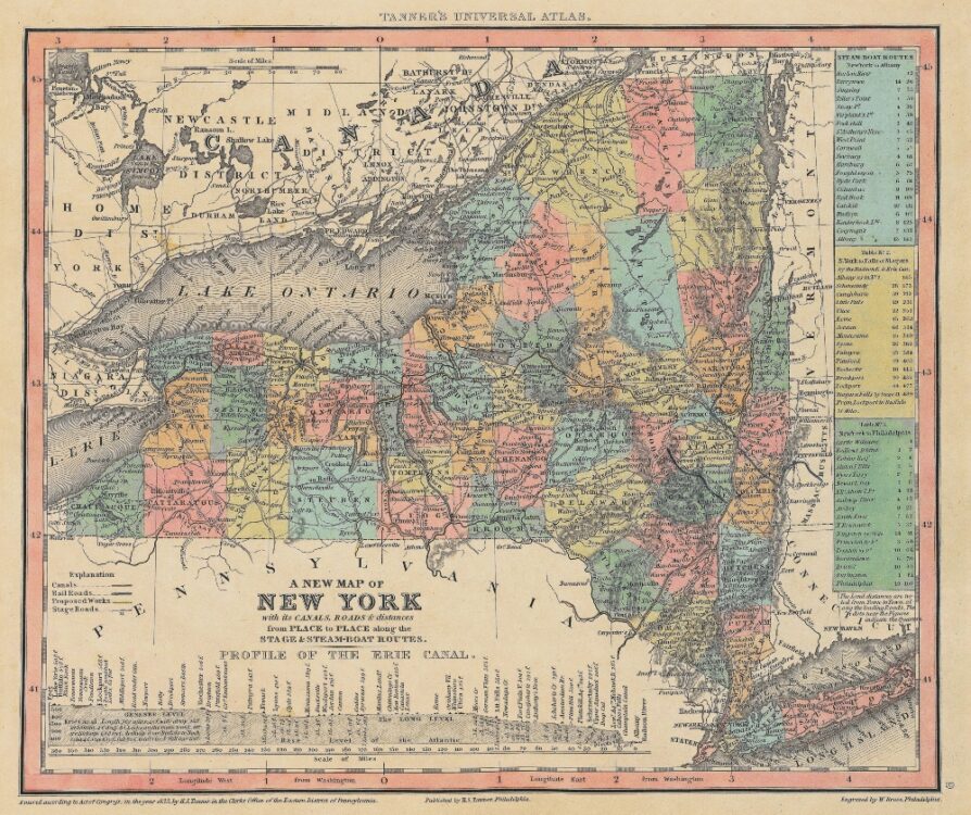 Vintage State Map of New York 1833