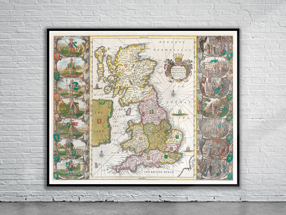Vintage Map of the British Isles 1646