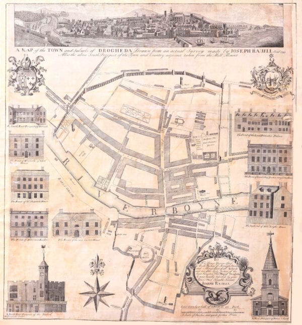 Vintage Map of Drogheda 1749